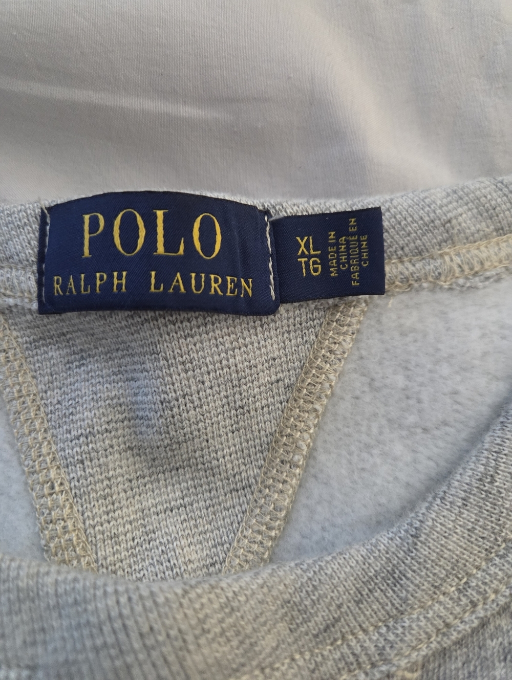 Ralph Lauren Light Gray Crewneck Sweatshirt with Multi-Color Logo Patches - Picture 3 of 3